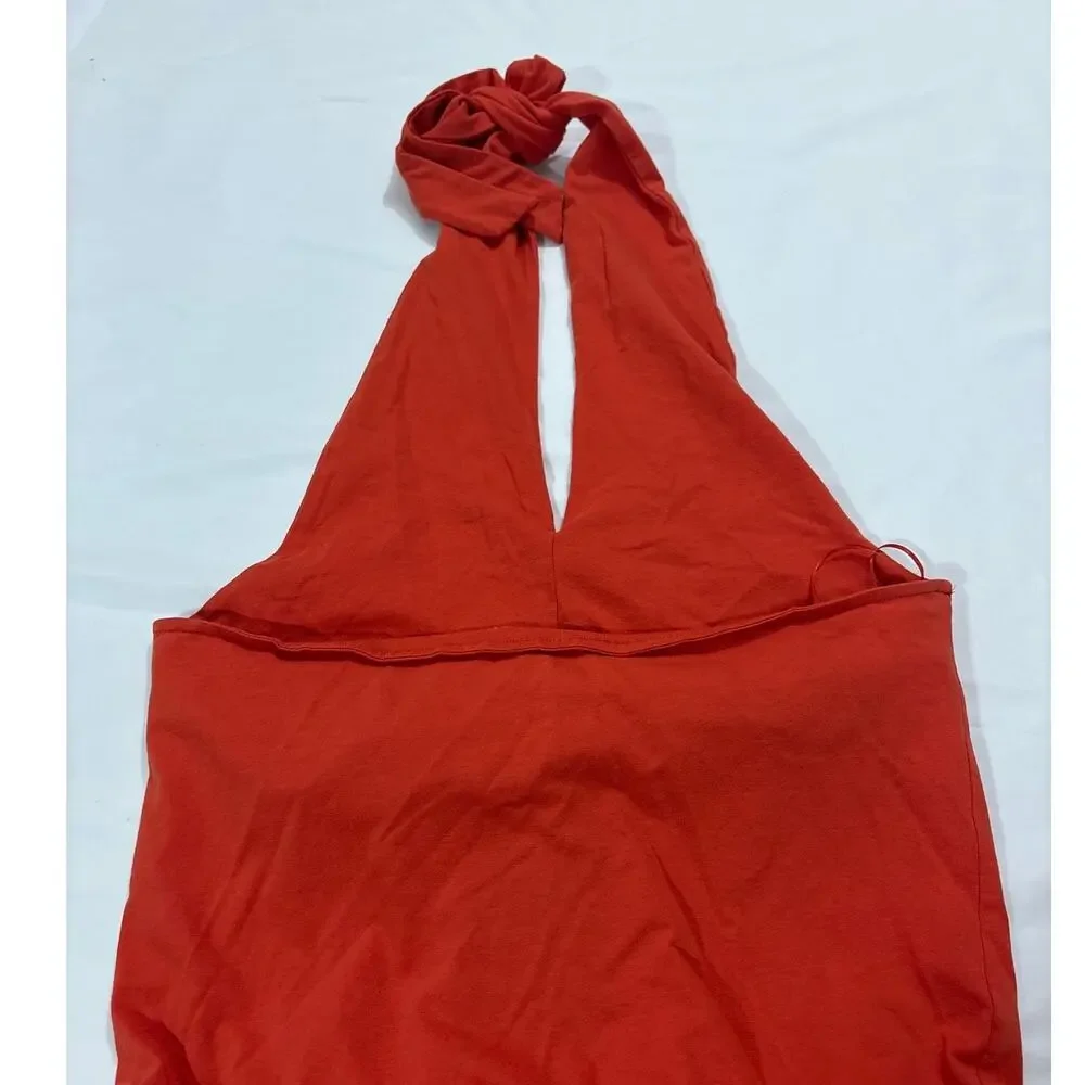 NWT Pact Large Organic Cotton Built In Bra Jumpsuit Pockets Wide Leg Halter - Picture 4 of 11